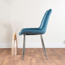 Furniturebox Arona Cesano 6 Seater Round Dining Set Blue and Chrome - Wilko - thumbnail 4