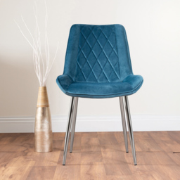 Furniturebox Arona Cesano 6 Seater Round Dining Set Blue and Chrome - Wilko - thumbnail 3