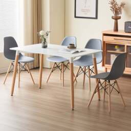 Comfy Living 4 Seater Metal Detailing Dining Set White and Grey - Wilko