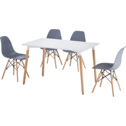 Comfy Living 4 Seater Metal Detailing Dining Set White and Grey - Wilko - thumbnail 3