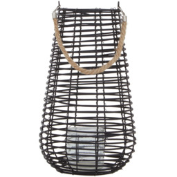 Premier Housewares Lentigo Black Rattan Lantern Large - Size: 25 x 41 x 25cm - Wilko - thumbnail 3