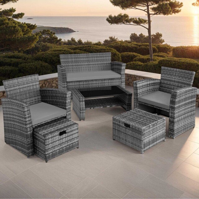 tectake Modena 4 Seater Grey Garden Furniture Set - Wilko - image 1