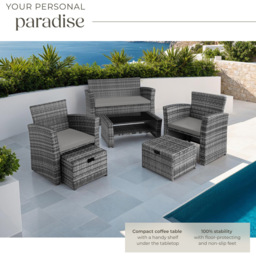 tectake Modena 4 Seater Grey Garden Furniture Set - Wilko - thumbnail 5