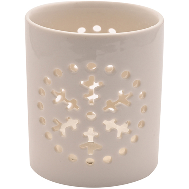 The Seasonal Gift Co. Snowflake Candle Holder - Size: 8 x 7 x 7cm - Off white - Wilko - image 1
