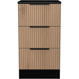 Crowndale Java 3 Drawer Slatt Effect and Black Bedside Cabinet - Wilko - thumbnail 3