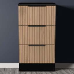 Crowndale Java 3 Drawer Slatt Effect and Black Bedside Cabinet - Wilko - thumbnail 1