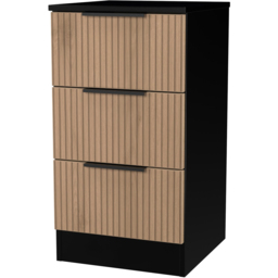 Crowndale Java 3 Drawer Slatt Effect and Black Bedside Cabinet - Wilko - thumbnail 5