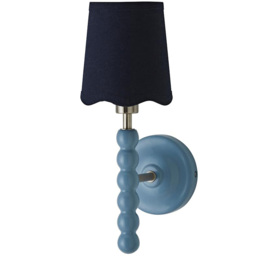 ValueLights Navy Trim Scallop Shade Blue Bobbin LED Wall Light with Bulb 2 Pack - Size: 35 x 12 x 16cm - Wilko