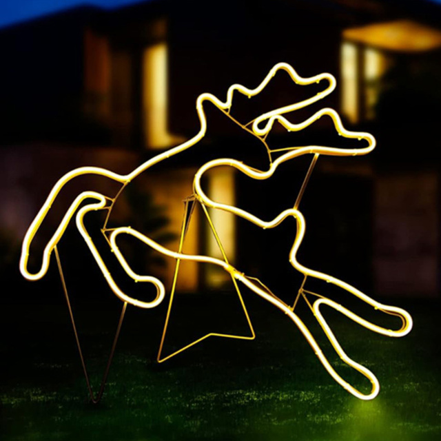 Shatchi Warm White LED Jumping Reindeer Neon Rope Silhouette - Size: 30 x 3 x 1.5cm - Yellow - Wilko - image 1