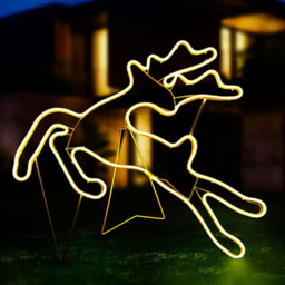 Shatchi Warm White LED Jumping Reindeer Neon Rope Silhouette - Size: 30 x 3 x 1.5cm - Yellow - Wilko - thumbnail 1