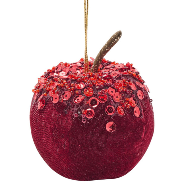 The Seasonal Gift Co Red Velvet Apple Bauble 17cm - Size: 1 Piece - The Seasonal Gift Co. - Wilko - image 1