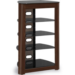 Centurion Supports Zinnia 5 Shelf Black Glass with Walnut Fascia Flat Screen - Size: 102 x 68 x 49cm - Multi - Wilko - thumbnail 5