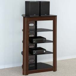 Centurion Supports Zinnia 5 Shelf Black Glass with Walnut Fascia Flat Screen - Size: 102 x 68 x 49cm - Multi - Wilko - thumbnail 1