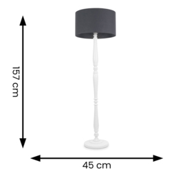 ValueLights Victoria Charcoal Fabric Drum Shade White Wood Traditional Stem LED Floor Lamp - Size: 157 x 45 x 45cm - Wilko - thumbnail 7