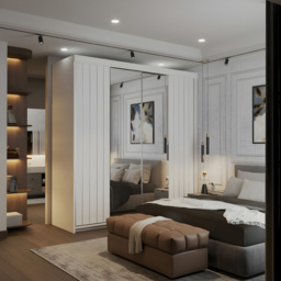 Sliding Wardrobes 4U 2 Sliding Door White Modern Silver Trim Mirrored Wardrobe 200cm - Size: 2 Door - Wilko - thumbnail 4