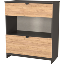 Crowndale Bora 2 Drawer Single Shelf Gold Oak and Graphite Storage Unit - Grey - Wilko - thumbnail 5