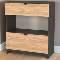 Crowndale Bora 2 Drawer Single Shelf Gold Oak and Graphite Storage Unit - Grey - Wilko