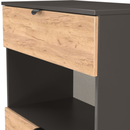 Crowndale Bora 2 Drawer Single Shelf Gold Oak and Graphite Storage Unit - Grey - Wilko - thumbnail 7