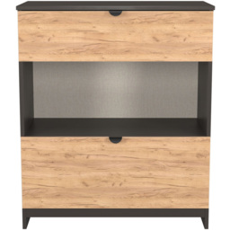 Crowndale Bora 2 Drawer Single Shelf Gold Oak and Graphite Storage Unit - Grey - Wilko - thumbnail 3