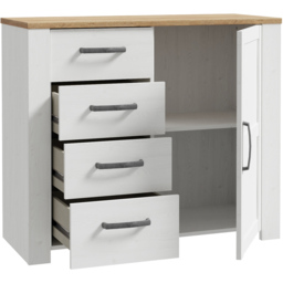 Florence Single Door 4 Drawer Riviera Oak and Navy Chest of Drawers - Multi - Furniture To Go - Wilko - thumbnail 5