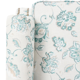 Living and Home White and Green Velvet and Linen Vintage Upholstered Armchair - Size: Single - Cream - Wilko - thumbnail 7