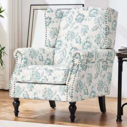 Living and Home White and Green Velvet and Linen Vintage Upholstered Armchair - Size: Single - Cream - Wilko