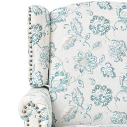 Living and Home White and Green Velvet and Linen Vintage Upholstered Armchair - Size: Single - Cream - Wilko - thumbnail 5