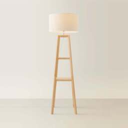 ValueLights Wakefield 2 Shelf White Edge Drum Shade Wooden LED Floor Lamp - Cream - Wilko - thumbnail 6