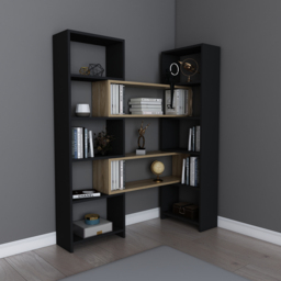 Decorotika Poyraz 8 Shelf Black Oud Oak Bookcase - Size: 150 x 163.5 x 22cm - Multi - Wilko - thumbnail 5