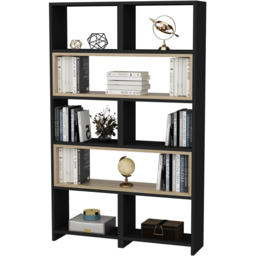 Decorotika Poyraz 8 Shelf Black Oud Oak Bookcase - Size: 150 x 163.5 x 22cm - Multi - Wilko - thumbnail 4