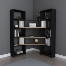 Decorotika Poyraz 8 Shelf Black Oud Oak Bookcase - Size: 150 x 163.5 x 22cm - Multi - Wilko - thumbnail 6