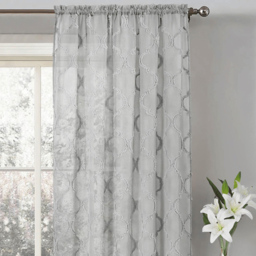 Velosso Tufted Grey Mariella Sheer Voile Panel Curtain 150 x 137cm - Size: w 150 x D 137cm - Wilko - thumbnail 3