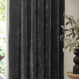 Yard Heavy Charcoal Chenille Velvet Pencil Pleat Curtains 229 x 137cm - Size: W 229 x D 137cm - Grey - Wilko - thumbnail 3