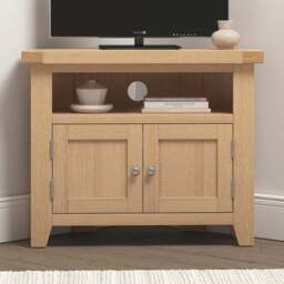 Seconique Windsor 2 Door Natural Oak Corner TV Unit - Size: 65 x 80 x 40cm - Wilko - thumbnail 1