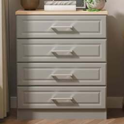 Crowndale Kent 4 Drawer Dusk Grey and Bardolino Oak Chest of Drawers Ready Assembled - Dusk Grey & Bardolino Oak - Wilko - thumbnail 1