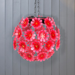 Flower Solar Hanging Ball Light Pink - Wilko