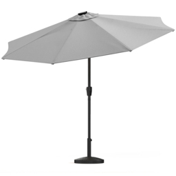 Living and Home Light Grey Solar LED Crank and Tilt Parasol with Resin Woven Base 3m - Wilko - thumbnail 6
