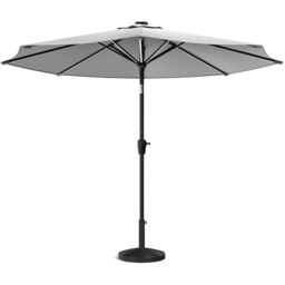Living and Home Light Grey Solar LED Crank and Tilt Parasol with Resin Woven Base 3m - Wilko - thumbnail 1