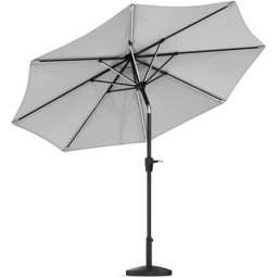 Living and Home Light Grey Solar LED Crank and Tilt Parasol with Resin Woven Base 3m - Wilko - thumbnail 4