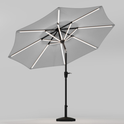 Living and Home Light Grey Solar LED Crank and Tilt Parasol with Resin Woven Base 3m - Wilko - thumbnail 5