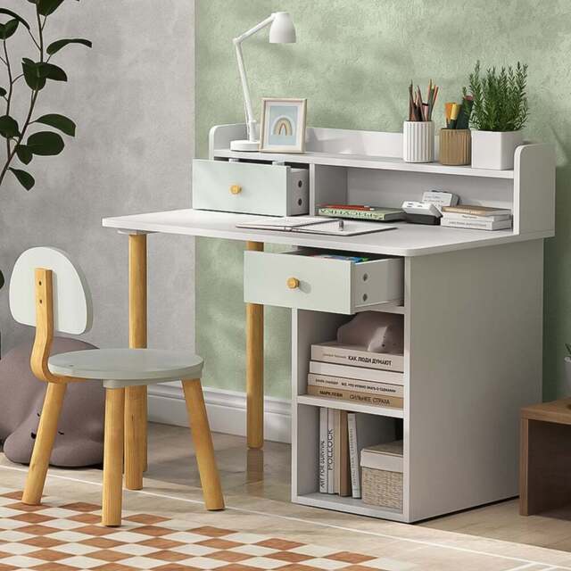 AIYAPLAY Green Kids Desk and Chair Set - Size: 73 x 48 x 85cm - Wilko - image 1