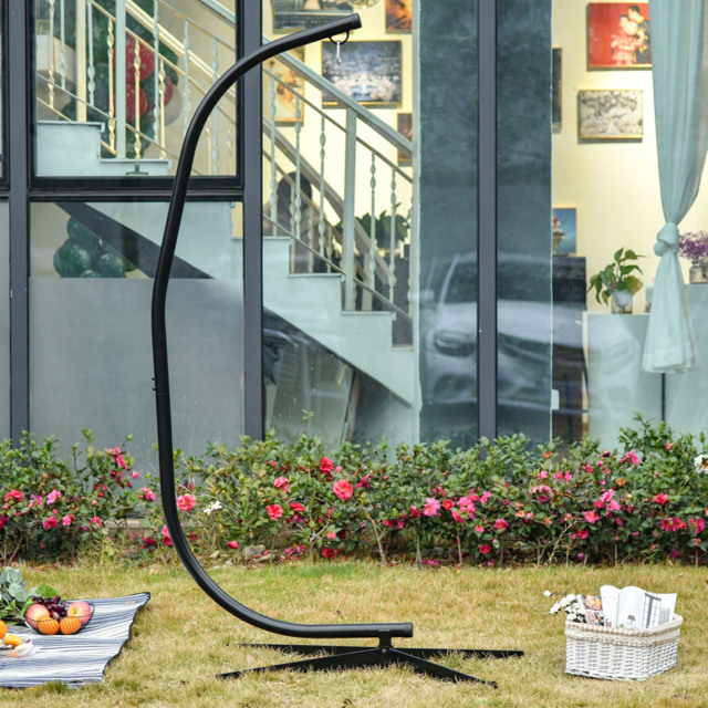 Outsunny Black Hanging Swing Chair Stand - Size: 1 Seater - Wilko - image 1