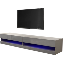 GFW Galicia Grey Large Wall TV Unit with LED - Size: 38 x 180 x 30cm - Wilko - thumbnail 3