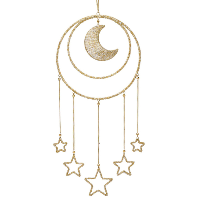 The Christmas Gift Co Moon and Stars Hanging Decoration - Size: 77 x 1 x 32cm - Gold - The Christmas Gift Co. - Wilko - image 1