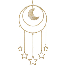 The Christmas Gift Co Moon and Stars Hanging Decoration - Size: 77 x 1 x 32cm - Gold - The Christmas Gift Co. - Wilko