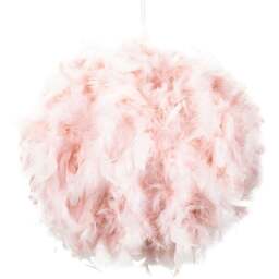 Happy Homewares Small Pink Feather Decorated Pendant Shade - Size: 20 x 25 x 25cm - Wilko