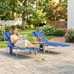 Outsunny Set of 2 Blue Foldable Sun Lounger with Reading Hole - Size: 88 x 185 x 55cm - Wilko - thumbnail 4