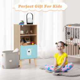 Costway Single Drawer 2 Shelf Natural Kids Storage Unit - Size: 79 x 37 x 15cm - Cream - Wilko - thumbnail 5