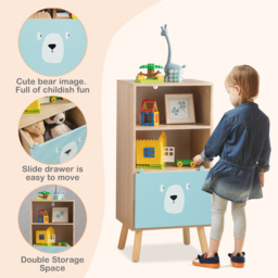 Costway Single Drawer 2 Shelf Natural Kids Storage Unit - Size: 79 x 37 x 15cm - Cream - Wilko - thumbnail 7