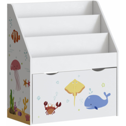 Home Source Anya 3 Drawer Single Shelf Multicolour Sealife Animal Kids Bookcase - White - Wilko - thumbnail 3
